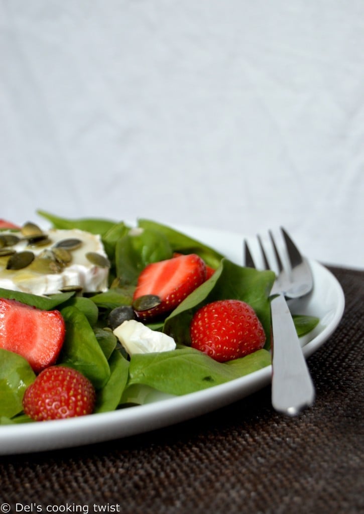 Spinach & Strawberry Salad with Goat Cheese and a Lemon Poppy Seed