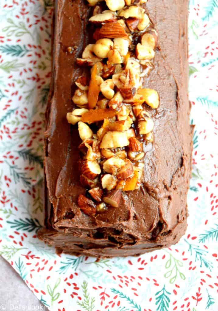Chocolate  Orange Cake Roll topped with Caramelized Nuts  Del s  