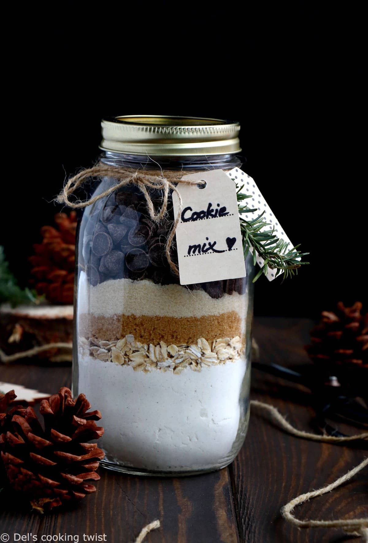 Chocolate Chip Cookie Mix In A Jar With Printable Label Del S Cooking Twist
