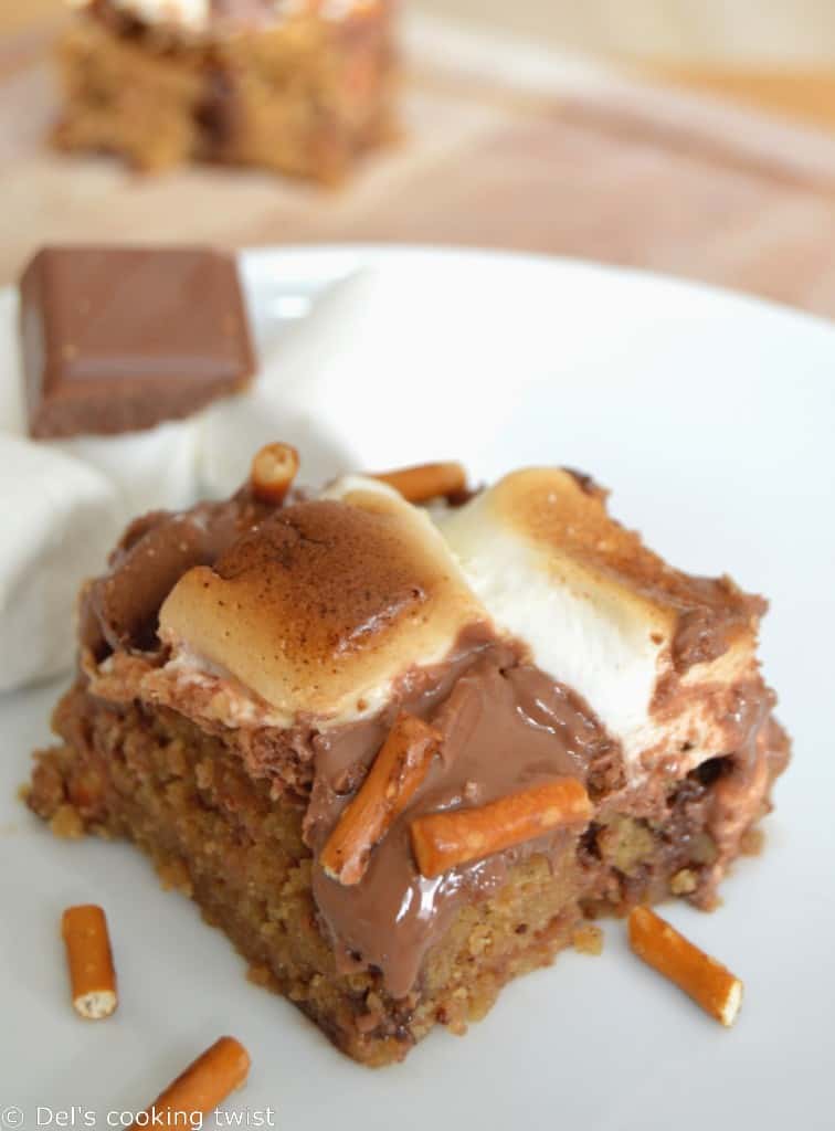 Peanut Butter & Pretzel S'mores Cookie Bars