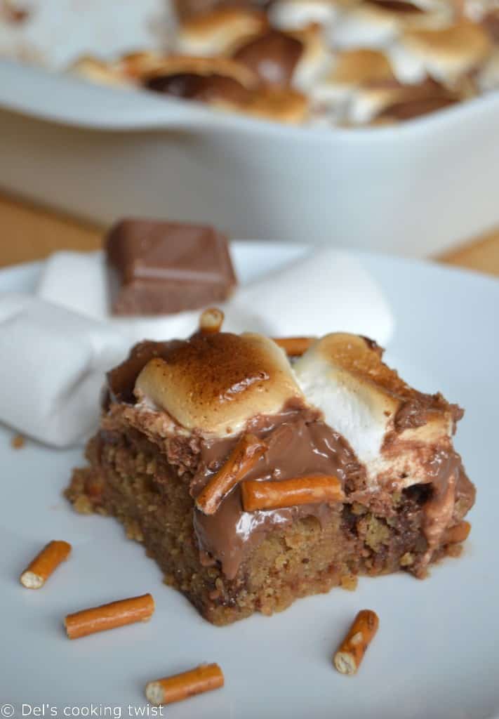 Peanut butter & pretzel S'mores Cookie Bars