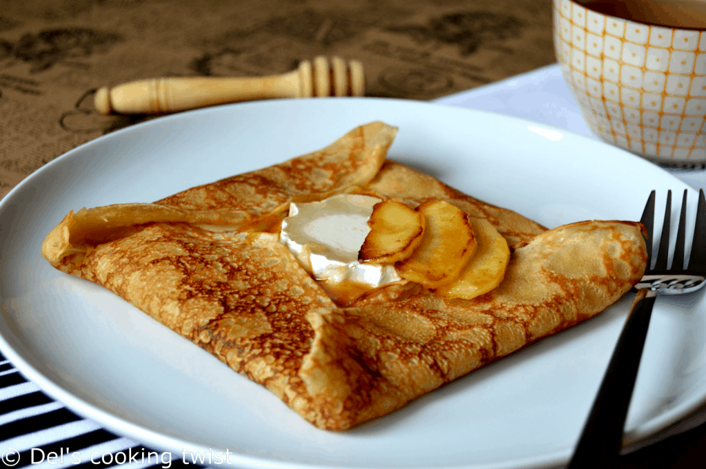 French Crepes with Goat Cheese and Salted Caramel Apples