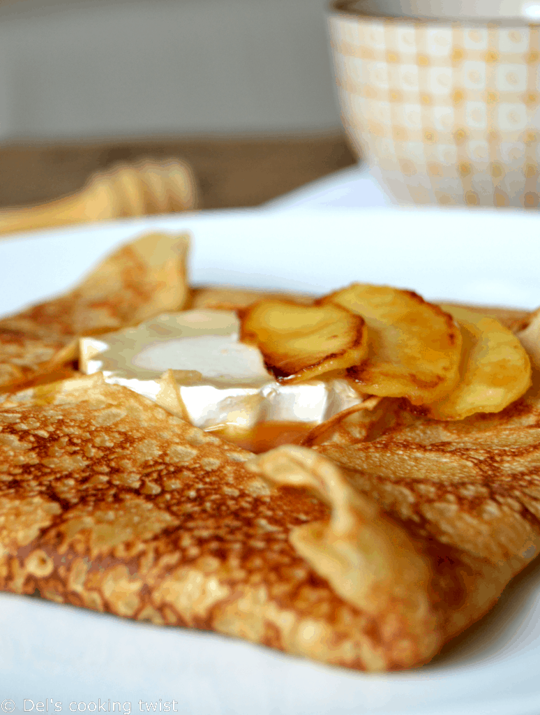 French Crepes with Goat Cheese and Salted Caramel Apples