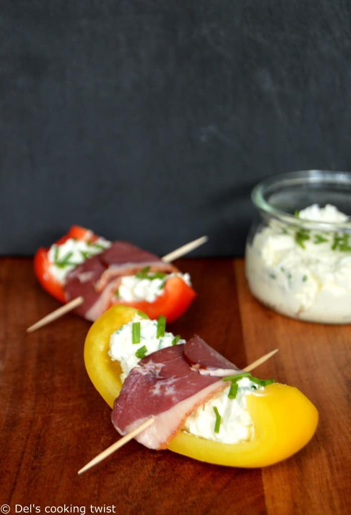 Grilled Pepper Tapas wrapped with Smoked Duck Breasts