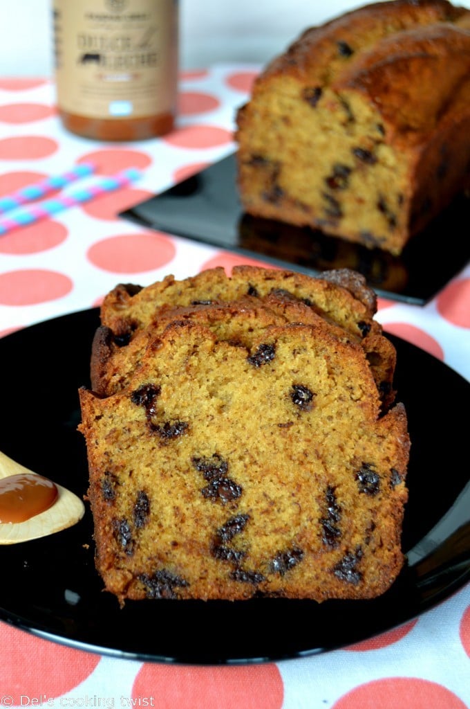 Chocolate Chip Banana Bread with Dulce de Leche