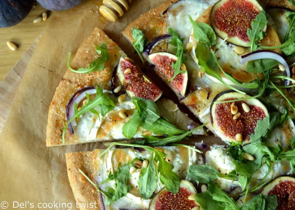 Pizza aux figues et au chèvre à la farine complète