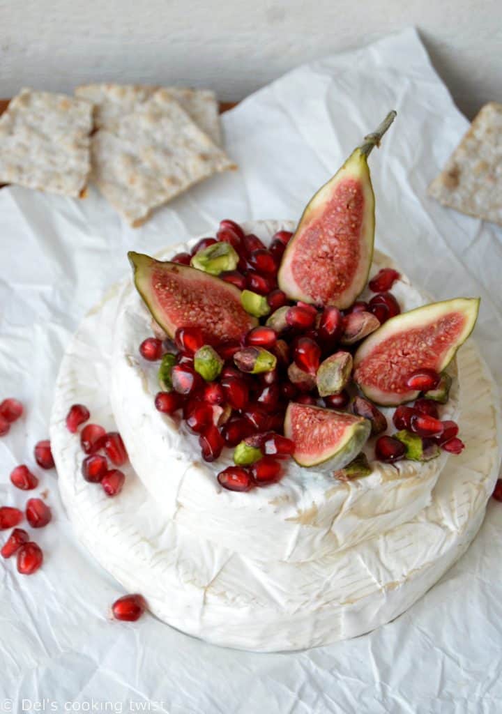 Brie camembert pyramid with pomegranate and pistachio1