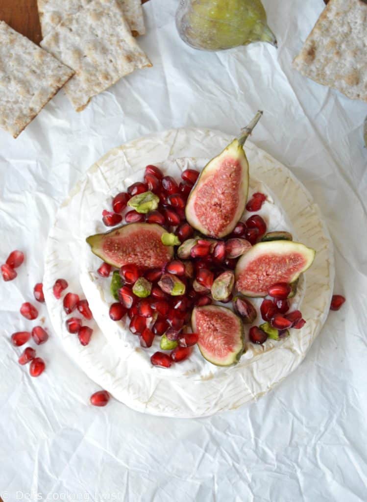 Brie camembert pyramid with ponegranate and pistachio