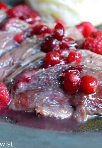 Duck Breast with a Honey Raspberry & Cranberry Sauce