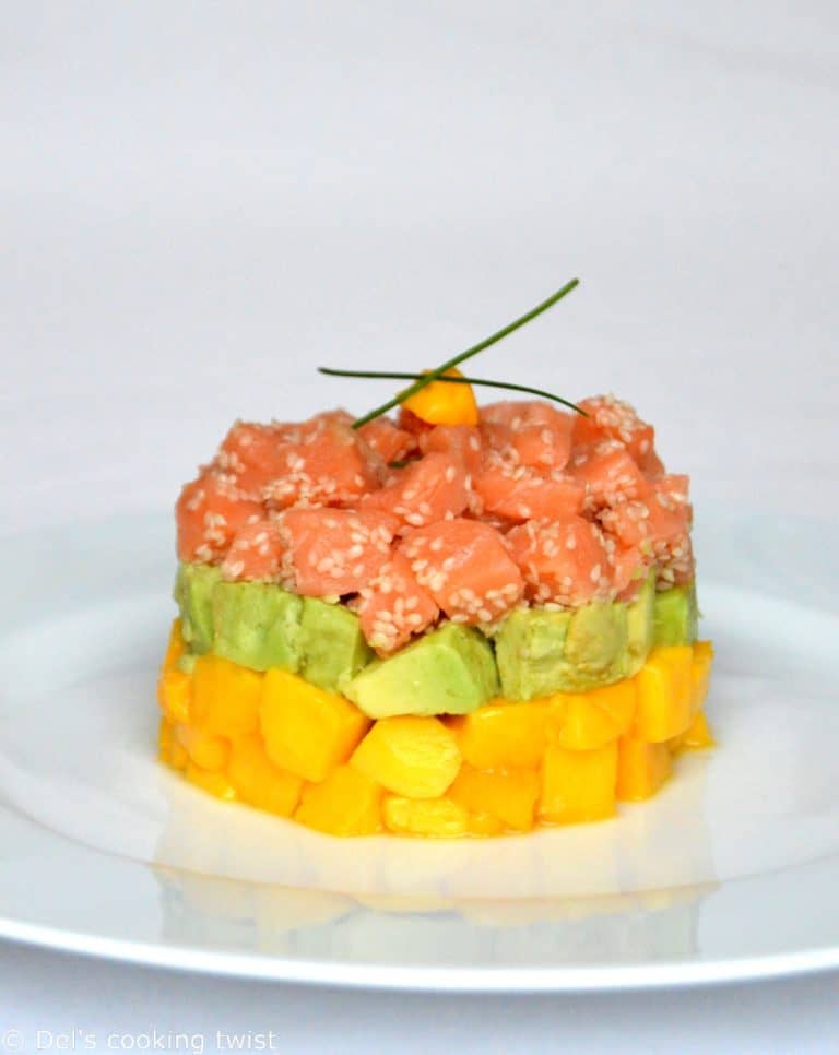 Salmon Tartare with Avocado & Mango - Del's cooking twist