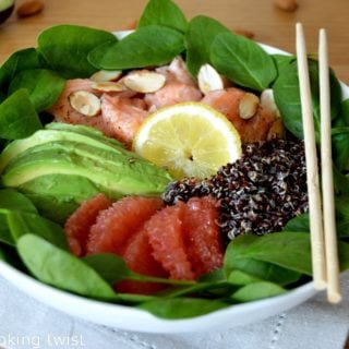 Salmon and Avocado Quinoa Salad with Grapefruit Vinaigrette