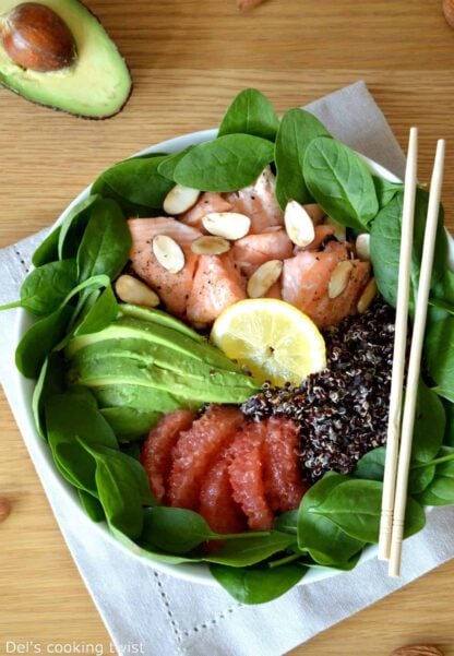 Salmon and Avocado Quinoa Salad with Grapefruit Vinaigrette