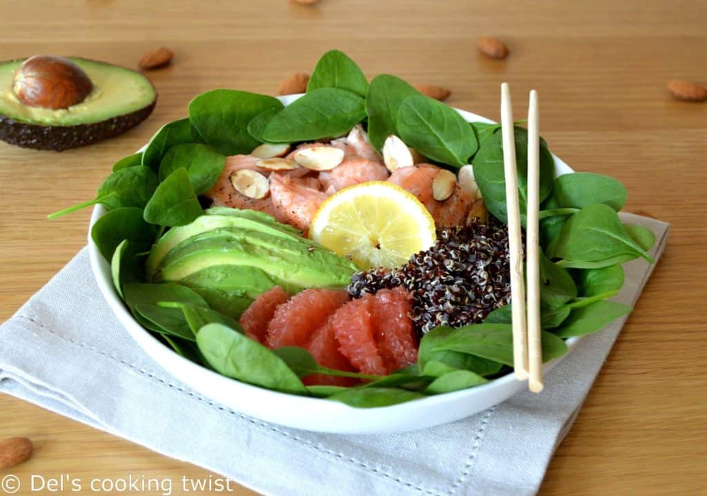 Salmon and Avocado Quinoa Salad with Grapefruit Vinaigrette