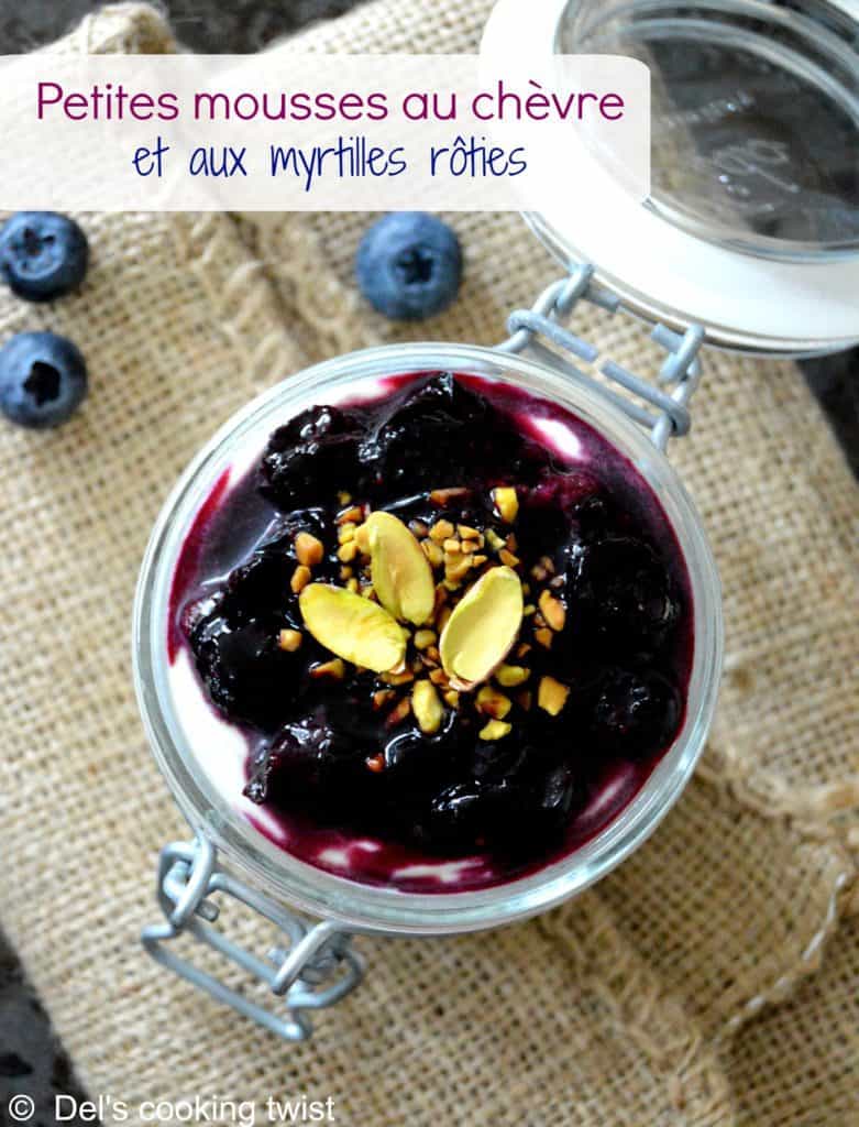 Petites mousses de chèvre et myrtilles rôties