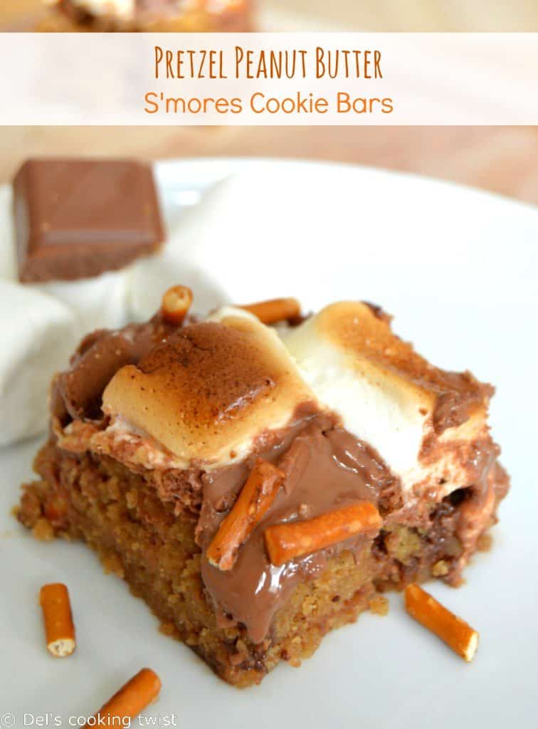 Peanut Butter ans Pretzel Smores Cookie Bars