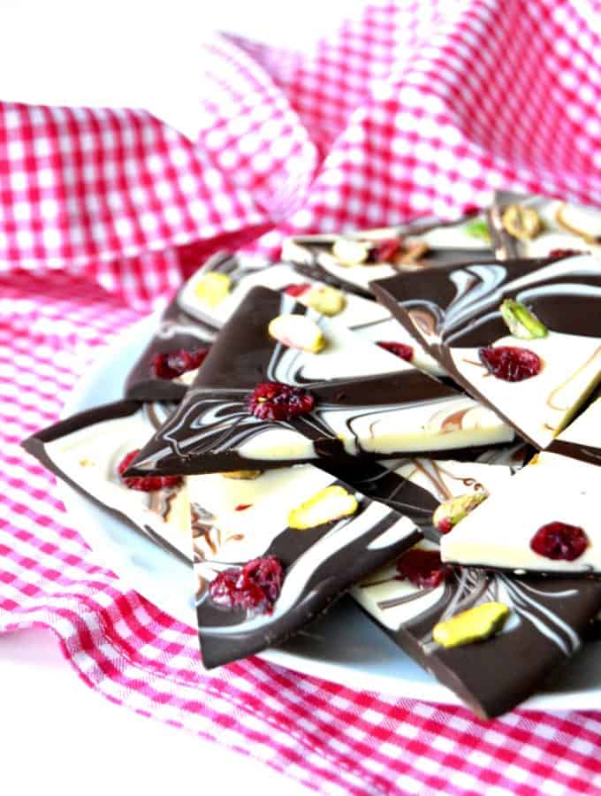 Cranberry Pistachio Chocolate Bark
