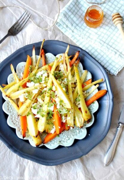 Roasted Root Vegetables with Feta and Honey