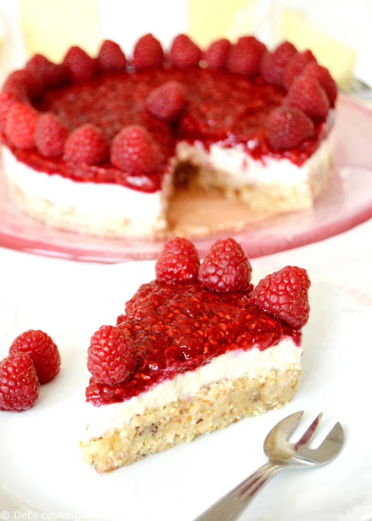 Cheesecake vegan à la framboise - desserts sans sucres ou sucrés naturellement