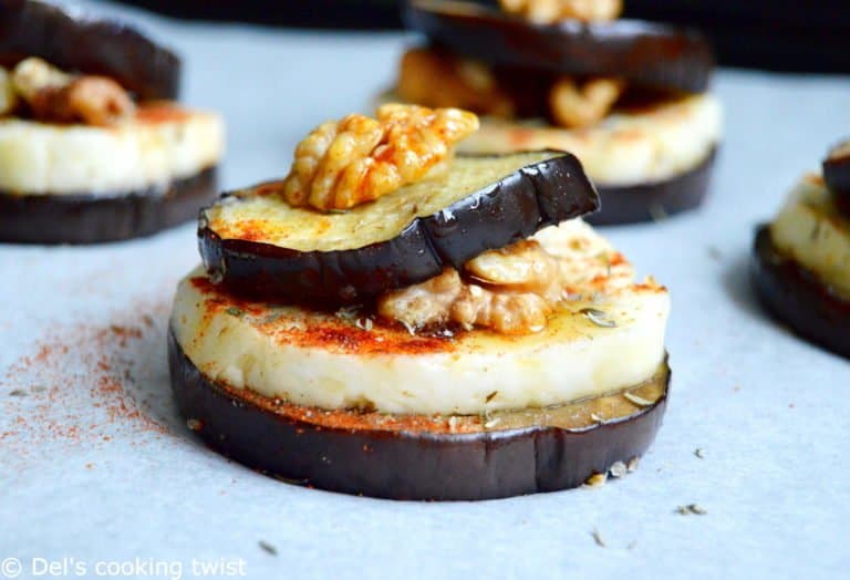 Honeydrizzled Eggplant & Goat Cheese Stacks Del's cooking twist