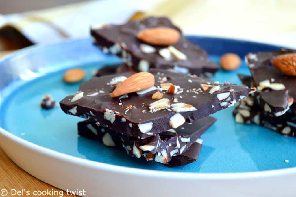 Dark Chocolate Almond Bark Thins Recipe with Sea Salt