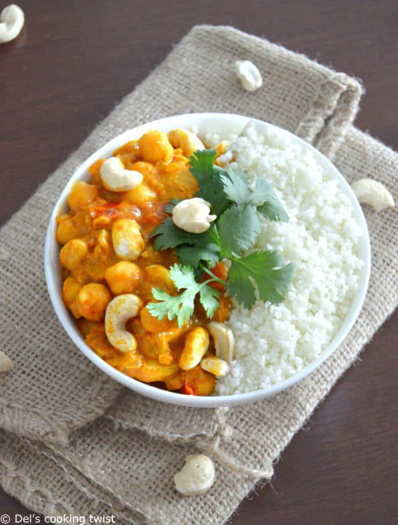 Vegan chickpea curry with cauliflower rice