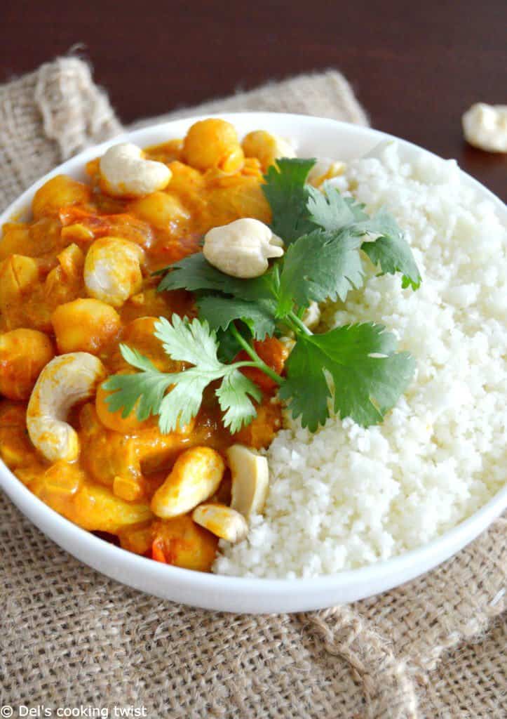 Vegan chickpea curry with cauliflower rice