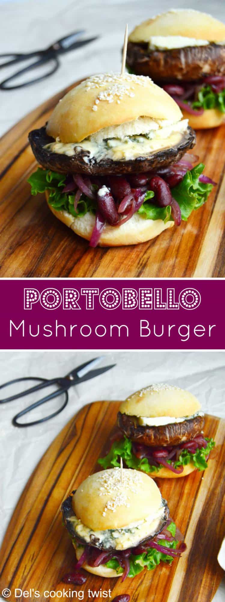 Portobello Mushroom Burger with Blue Cheese and Caramelized Onions