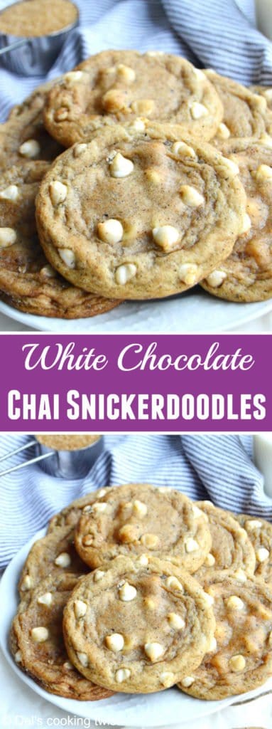 Soft and pillowy chai snickerdoodle cookies with white chocolate chips | Del's cooking twist