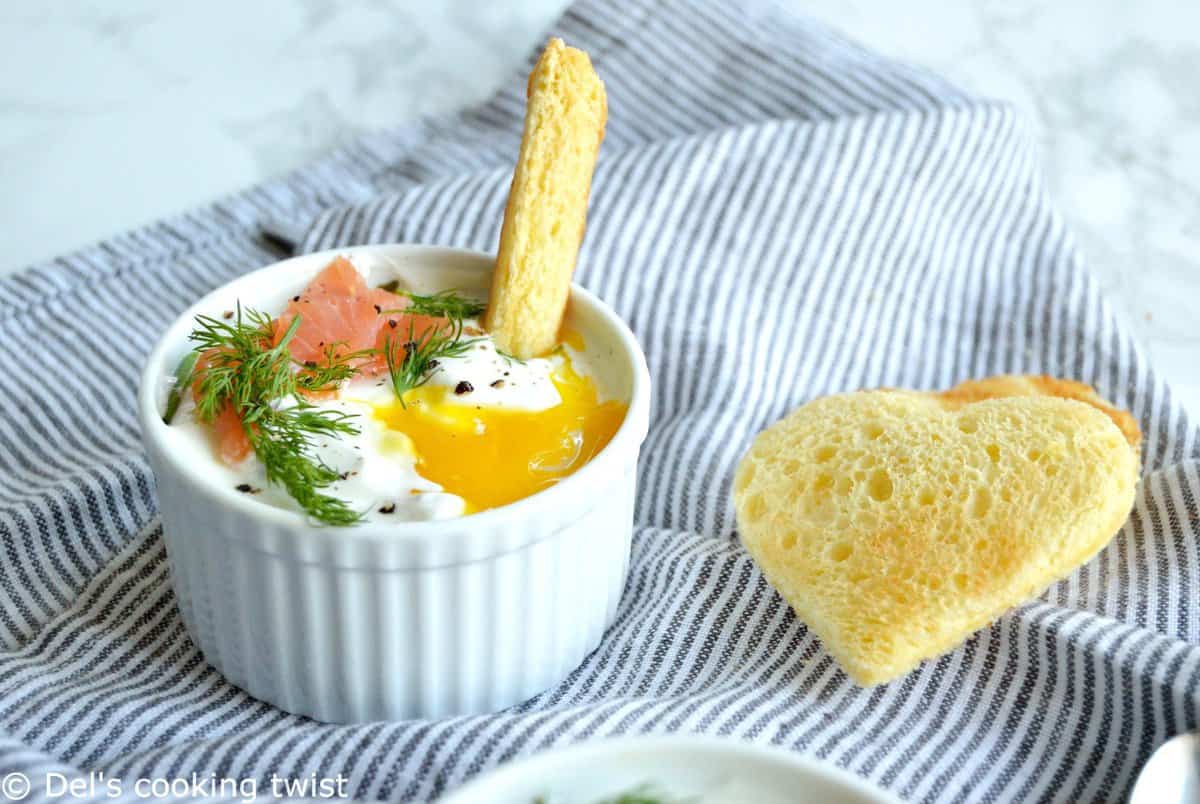 Oeufs cocotte au saumon fumé et à l'aneth