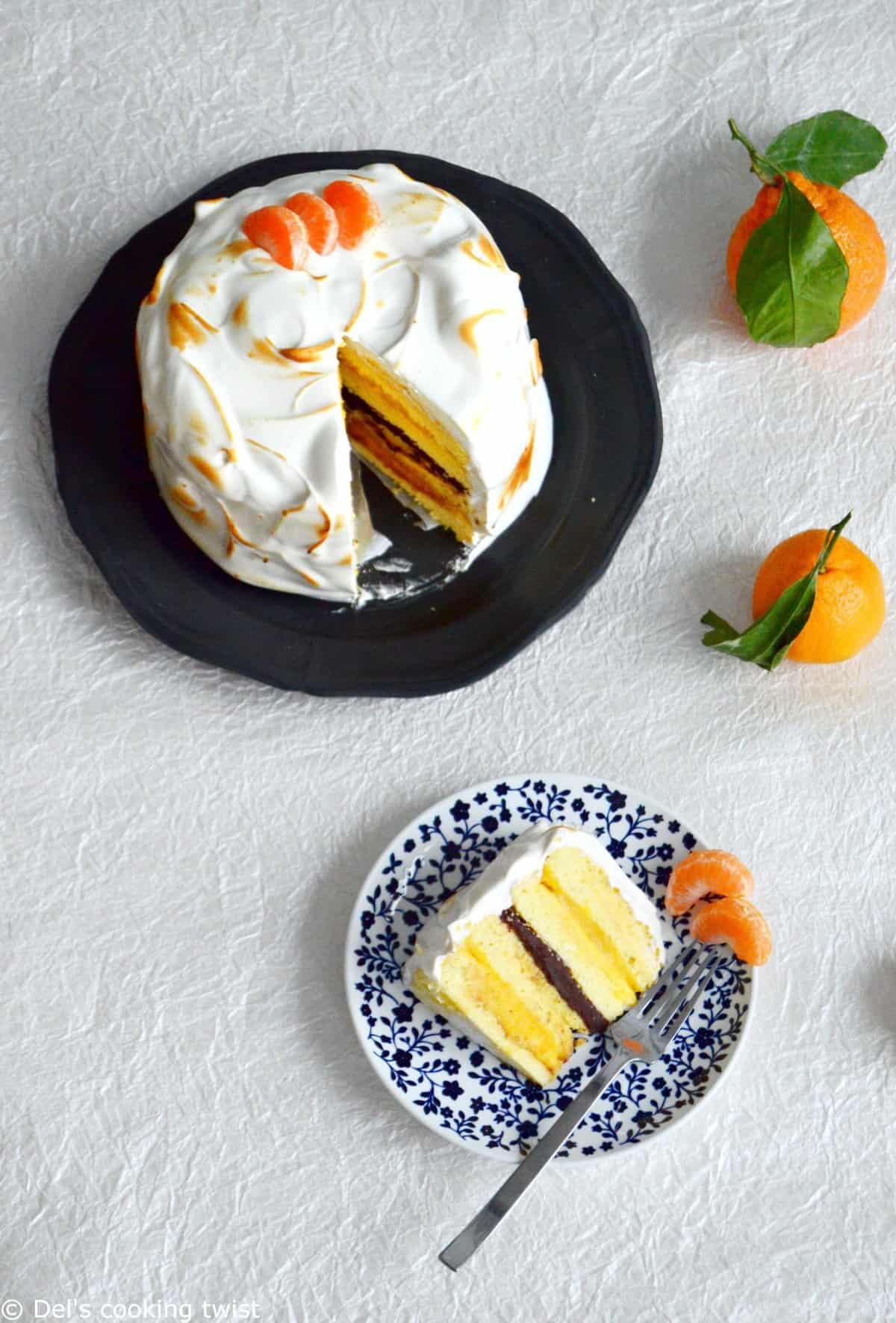 Layer Cake meringué chocolat-mandarine