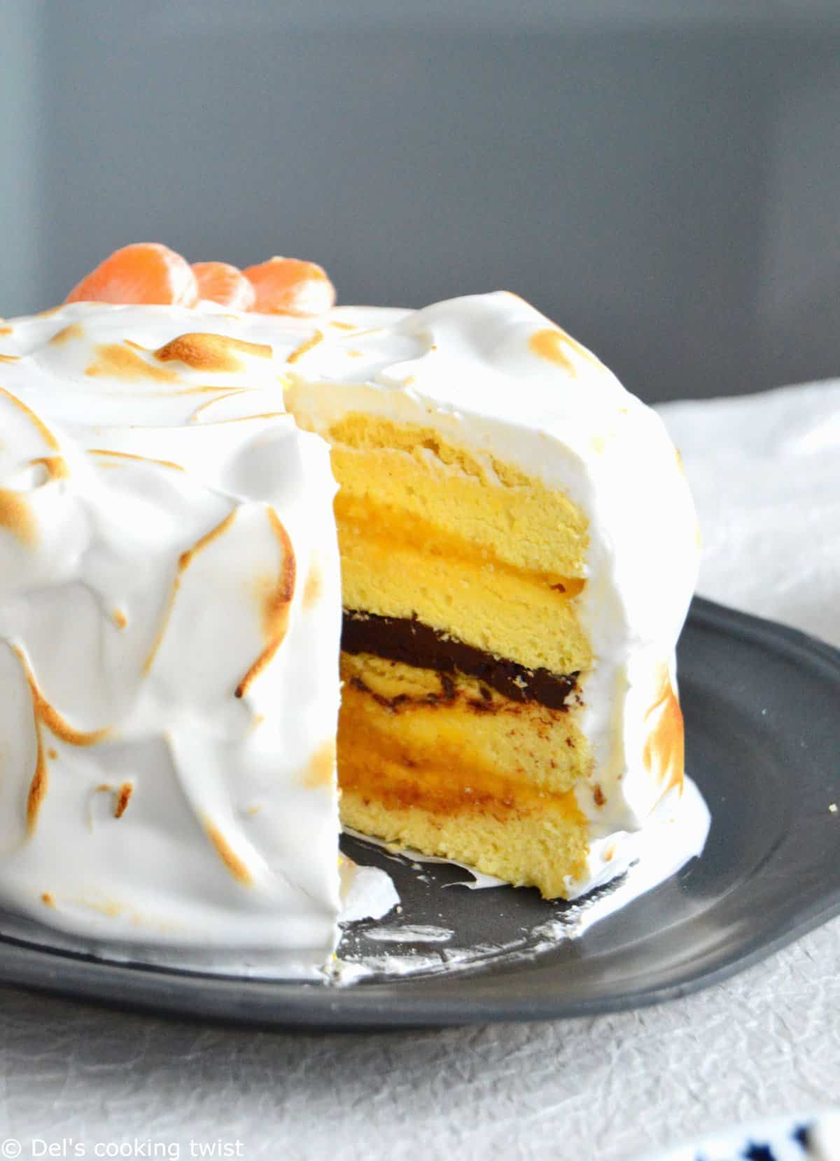 Layer Cake meringué chocolat-mandarine