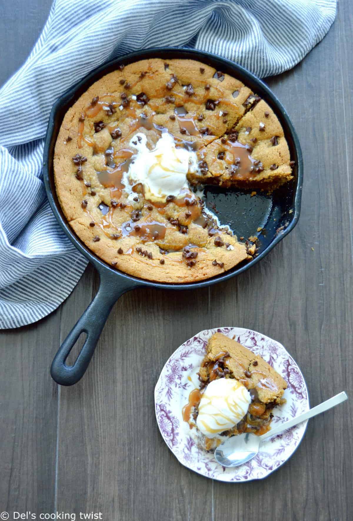 One Pan Skillet Chocolate Chip Cookie — Let's Dish Recipes