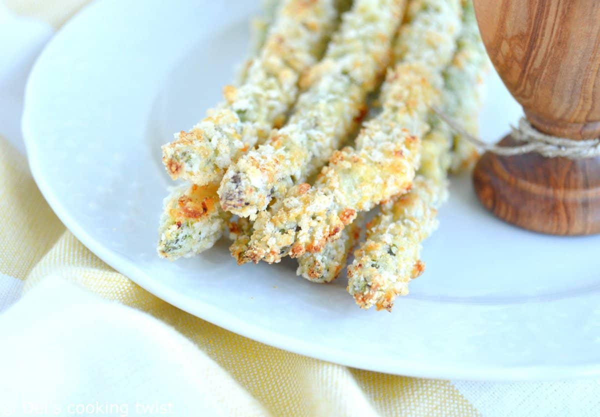 Salmon Scrambled Eggs with Parmesan-Crusted Asparagus