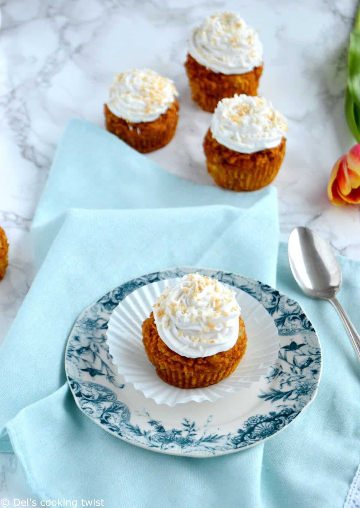 Carrot cake muffins et crème coco (recette légère)