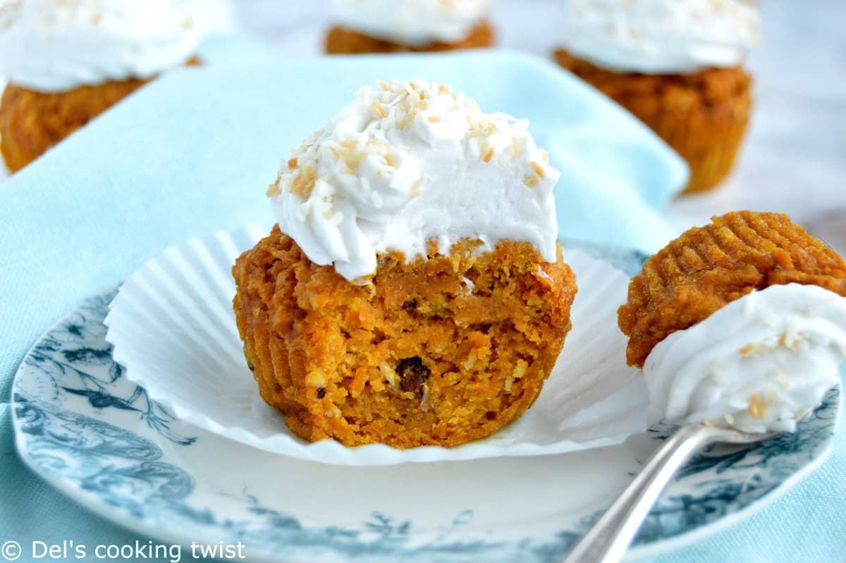 Carrot cake muffins et crème coco (recette légère)