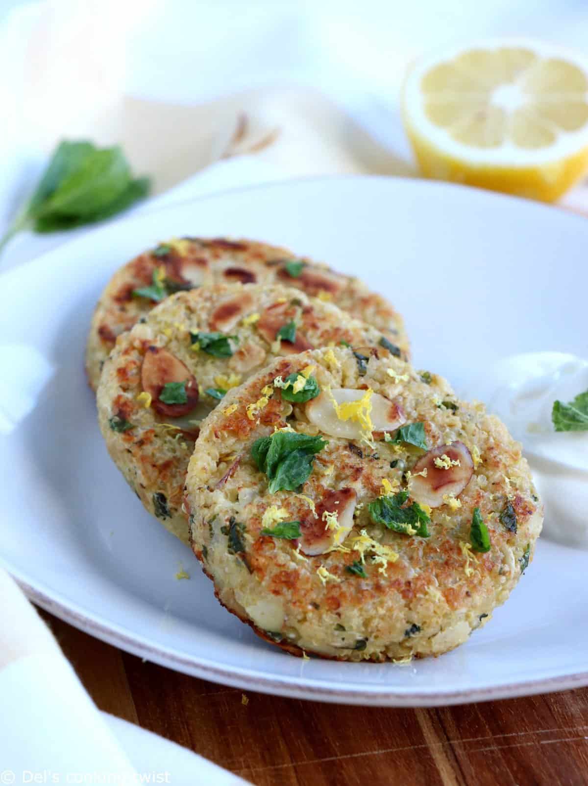 Goat Cheese Lemon Mint Quinoa Patties