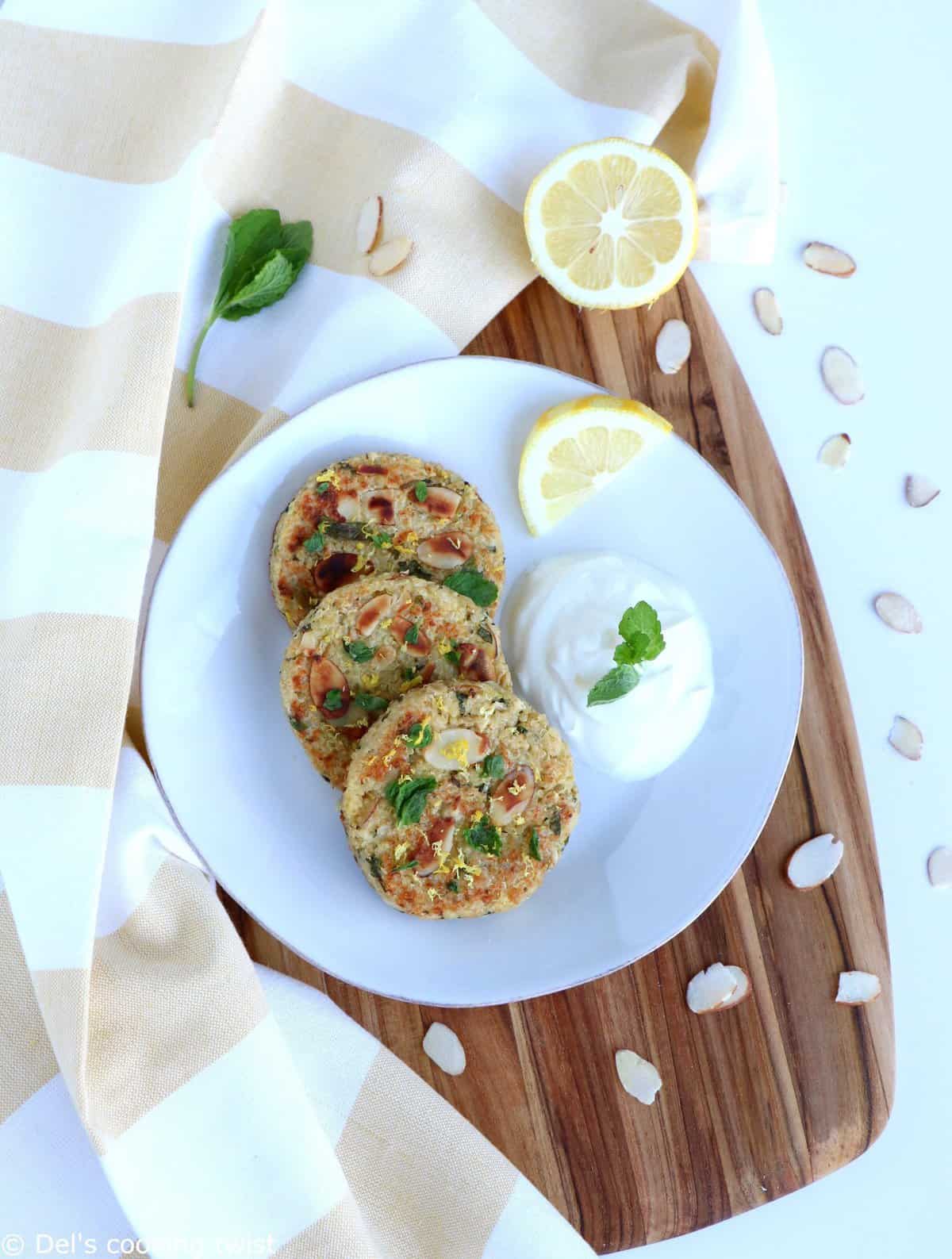 Goat Cheese Lemon Mint Quinoa Patties