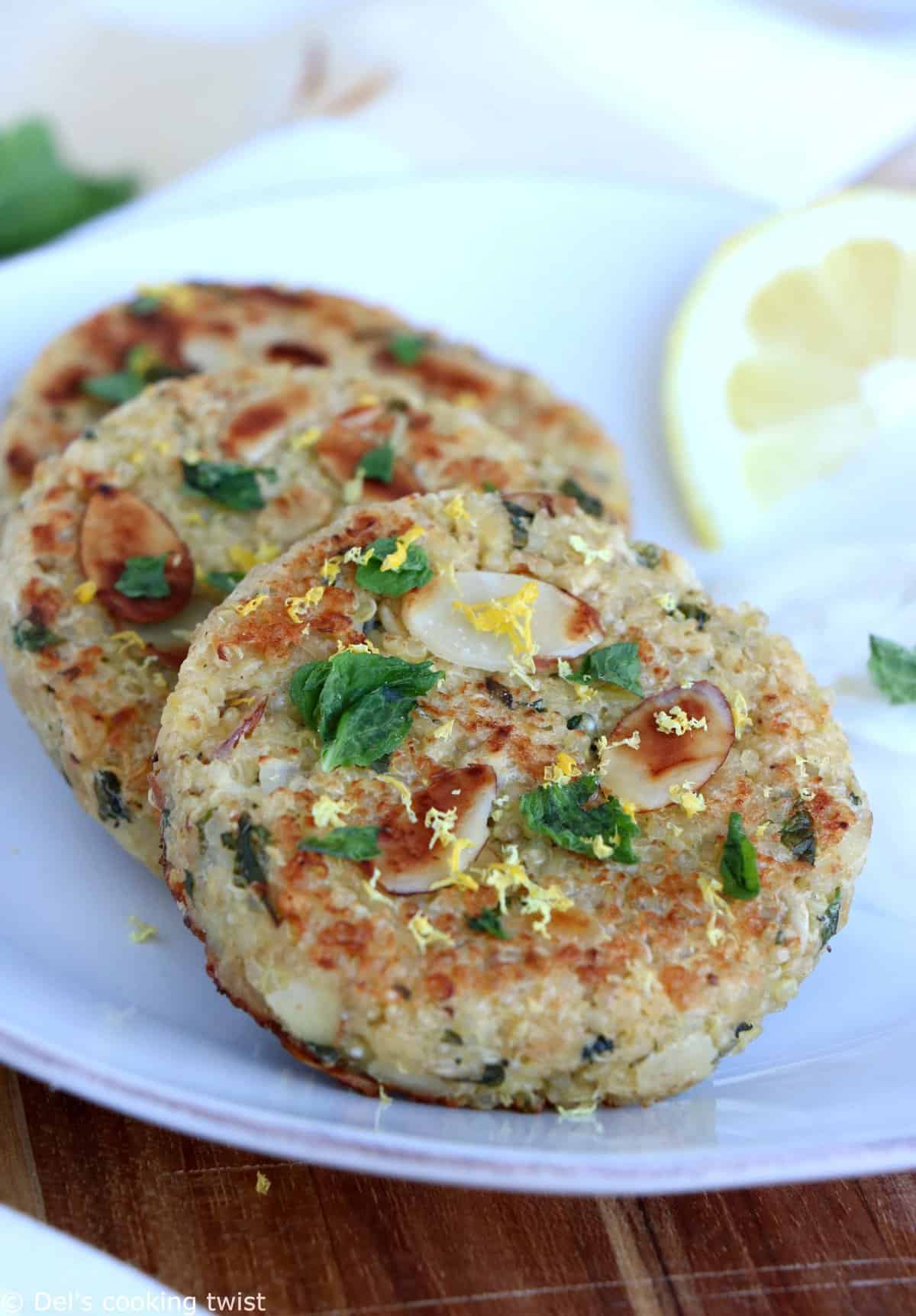 Goat Cheese Lemon Mint Quinoa Patties