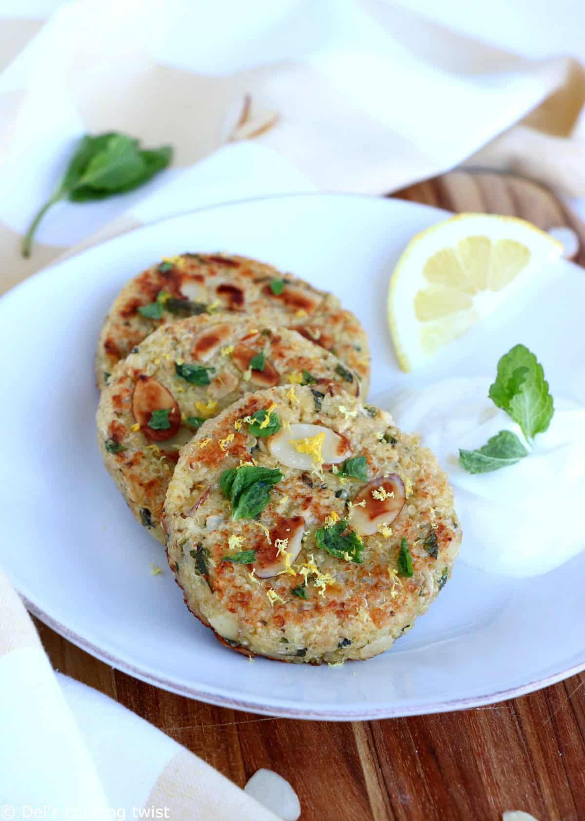 Goat Cheese Lemon Mint Quinoa Patties