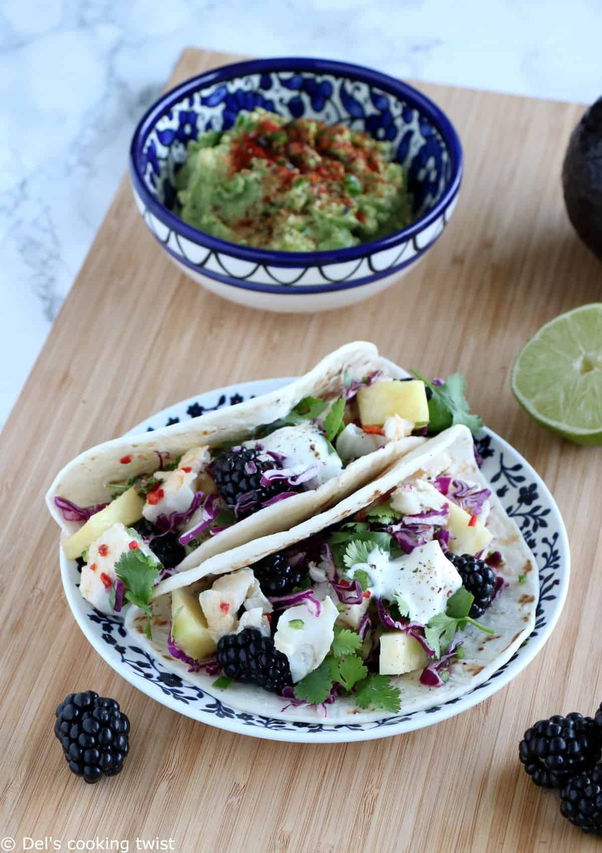 Fish Tacos with a Lime Chili Fruit Salsa