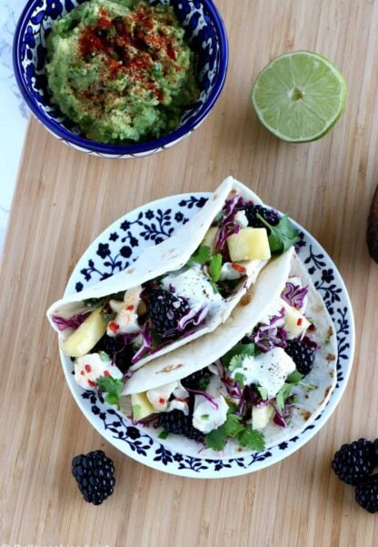 Fish Tacos with a Lime Chili Fruit Salsa