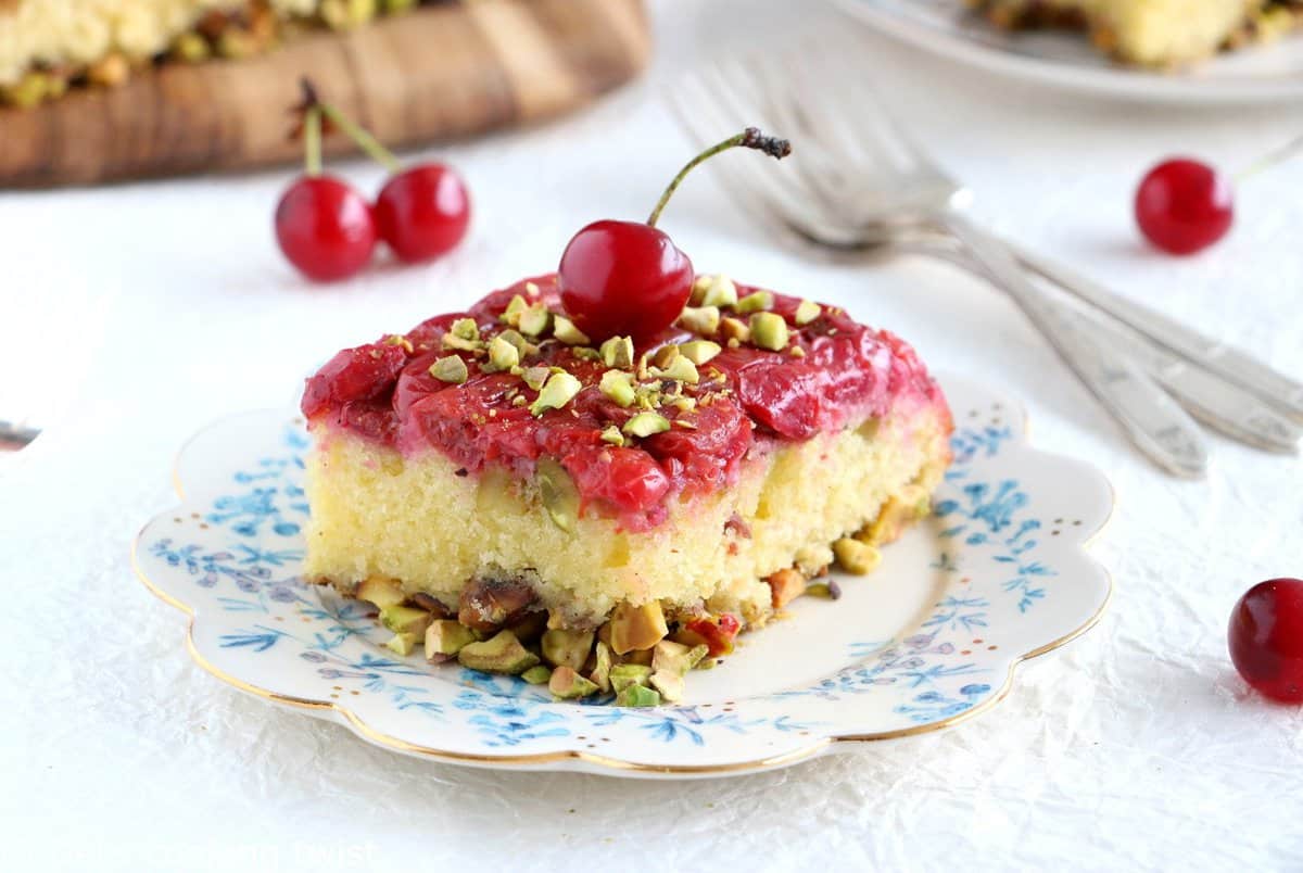 Upside-Down Pistachio Cherry Cake