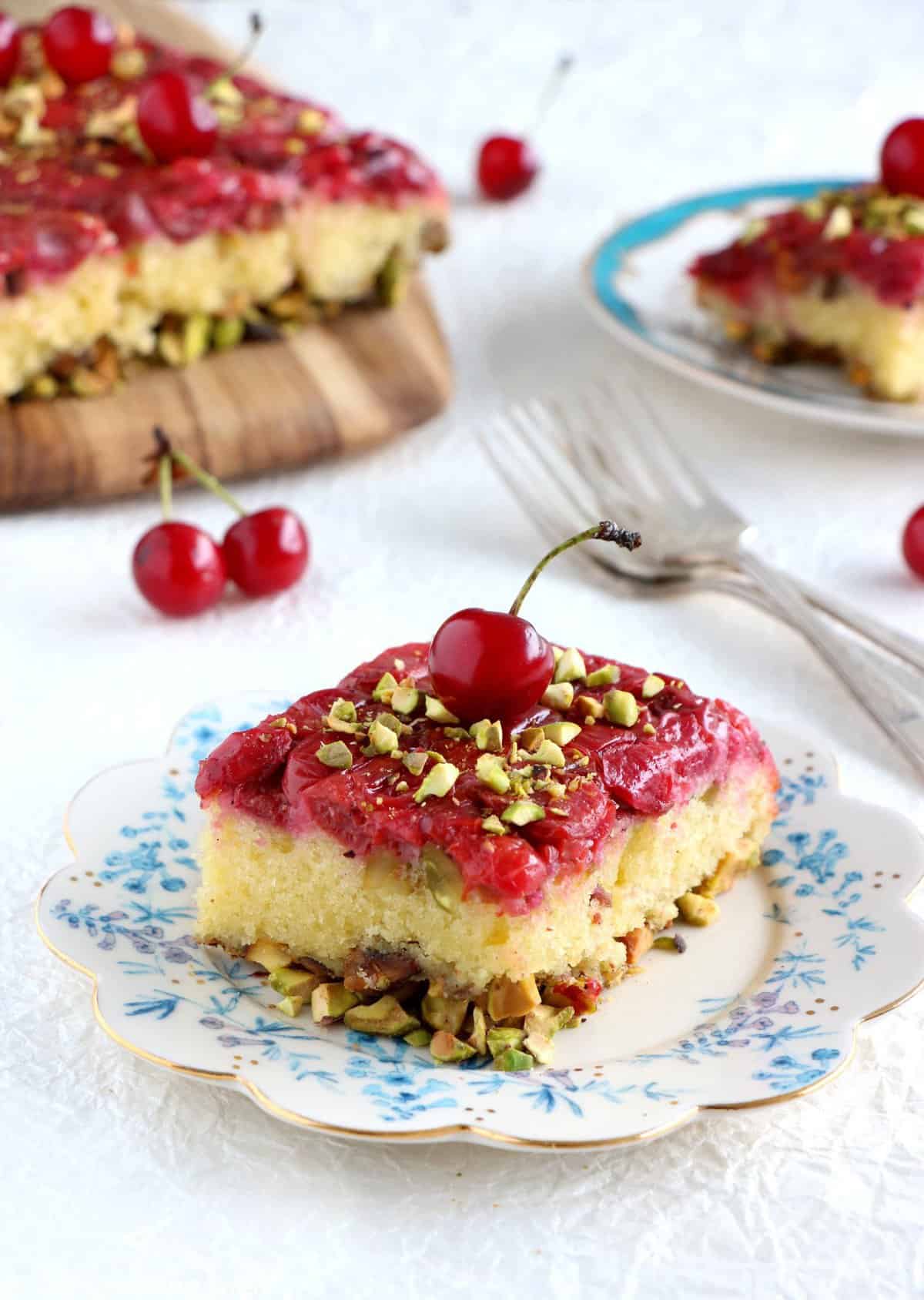 Upside-Down Pistachio Cherry Cake