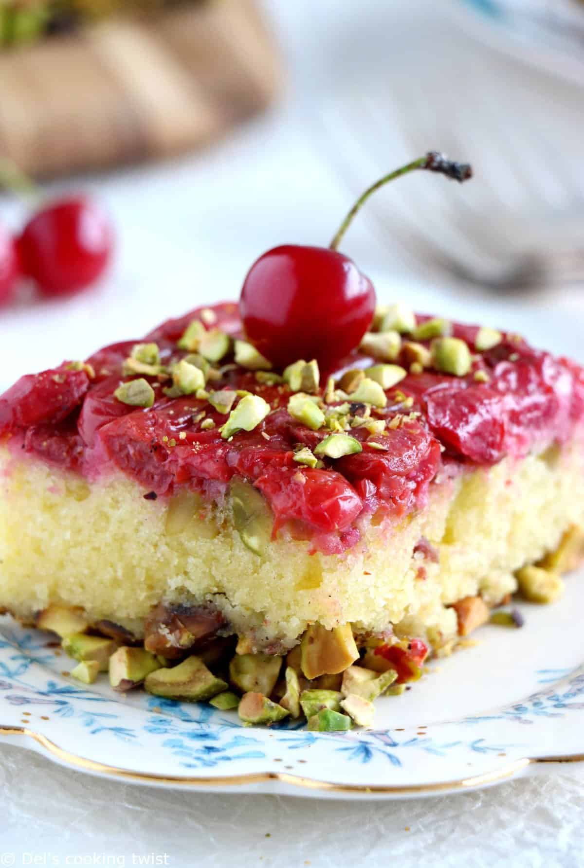 Upside-Down Pistachio Cherry Cake