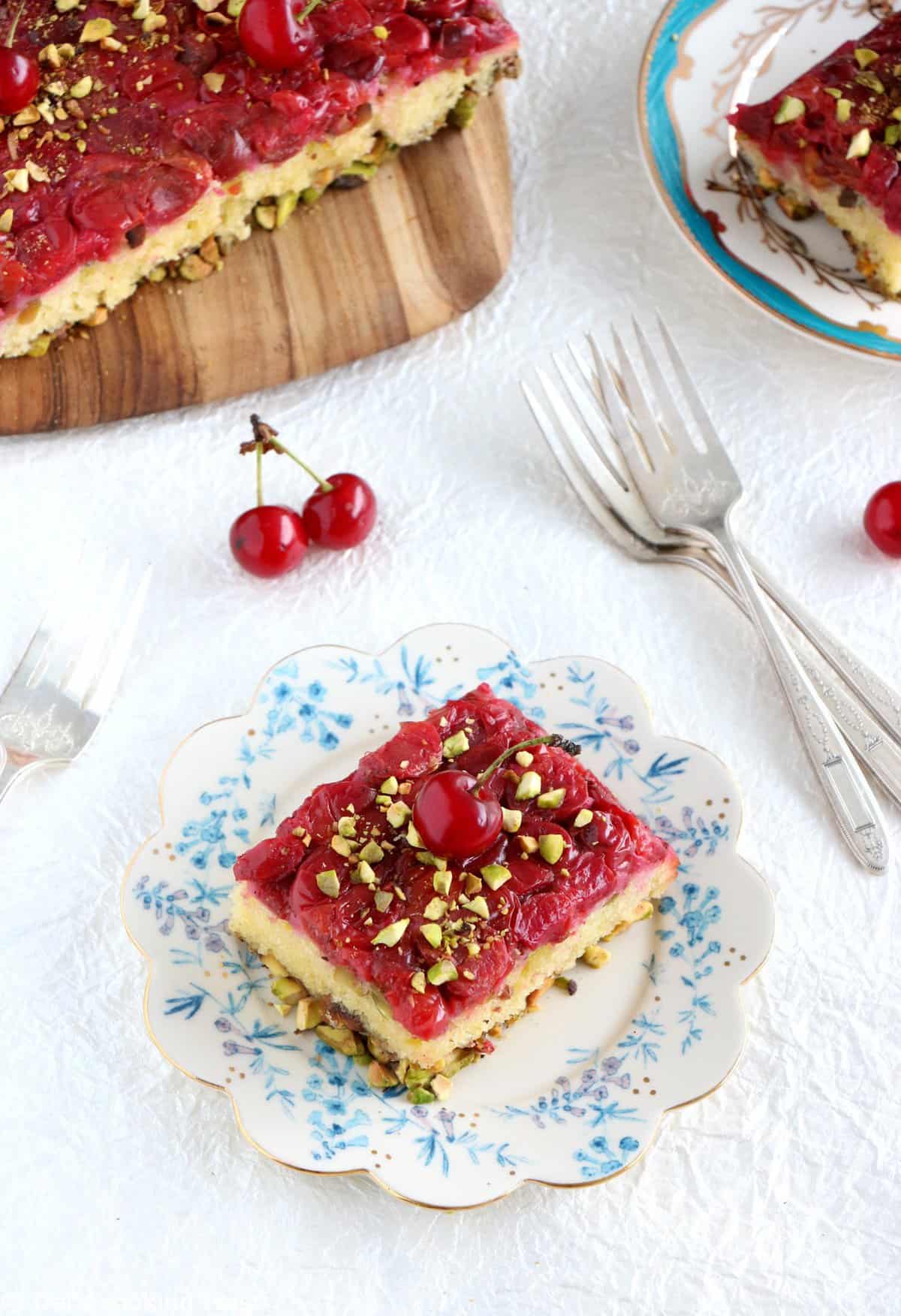 Upside-Down Pistachio Cherry Cake