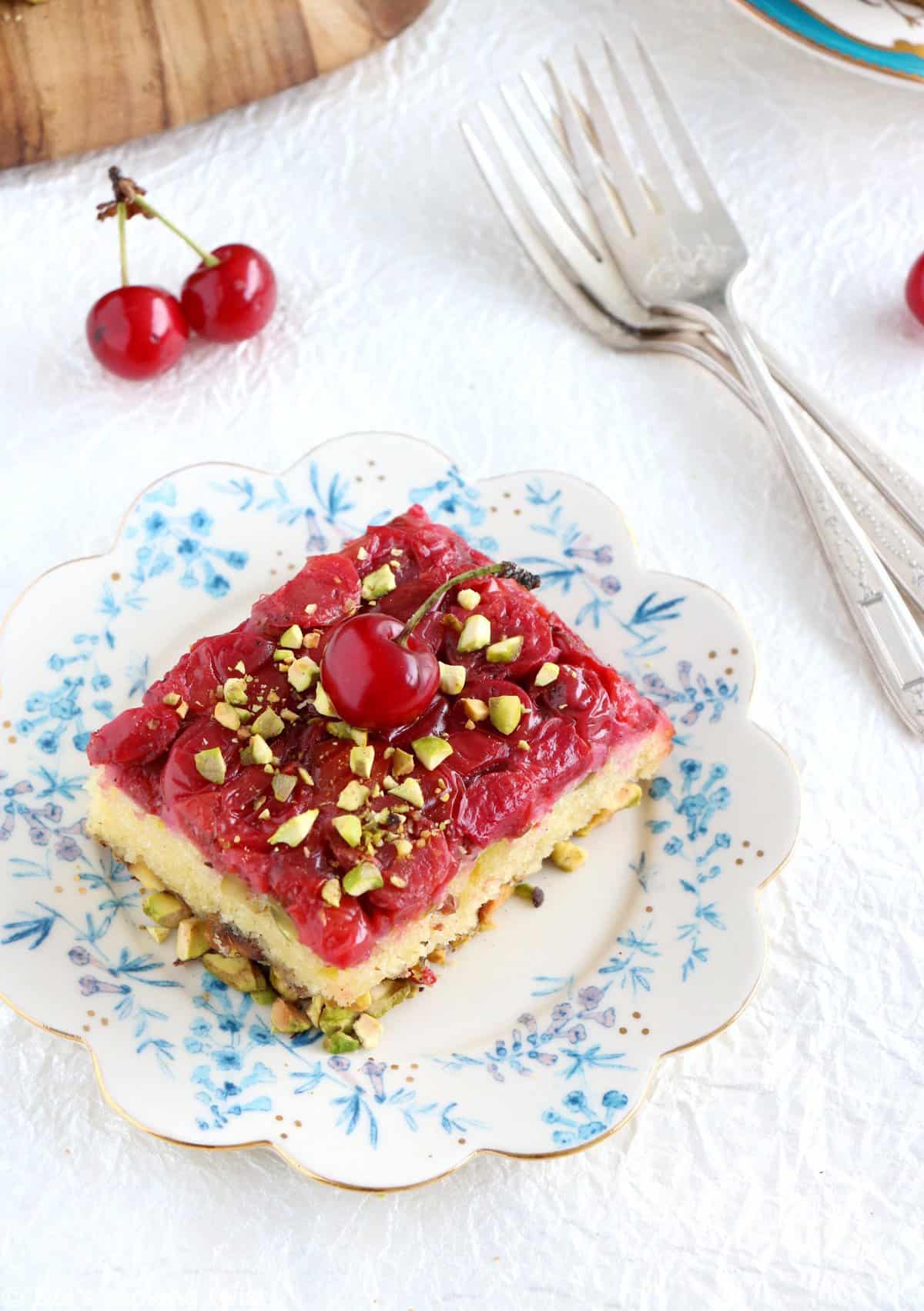 Upside-Down Pistachio Cherry Cake