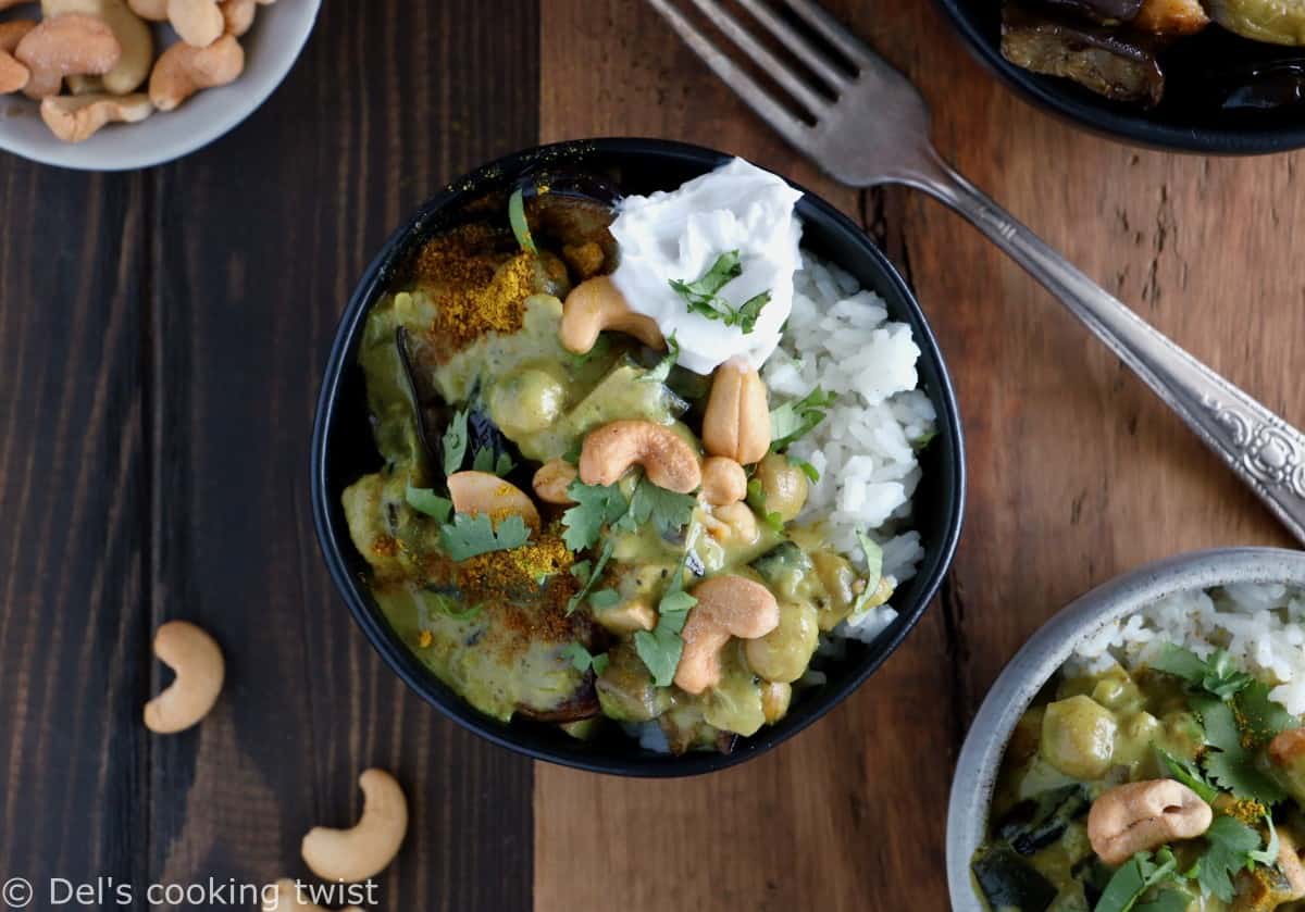 Easy eggplant chickpeas curry is a delicious, creamy, and comforting plant-based recipe. It's also naturally vegan, gluten free, and loaded with protein.