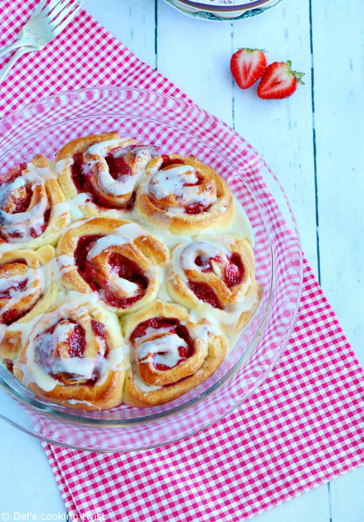 Strawberry Rolls with Lemon Glaze