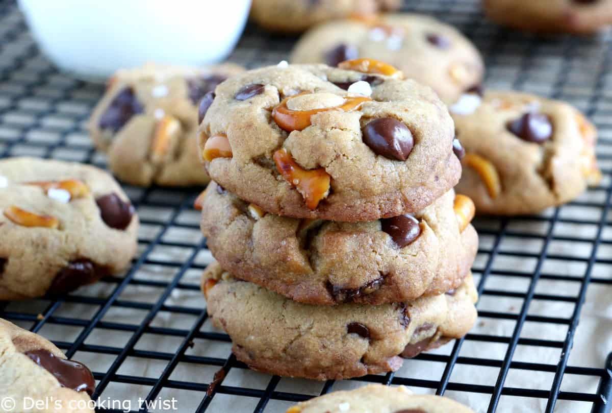 Salted Pretzel Chocolate Chip Cookies