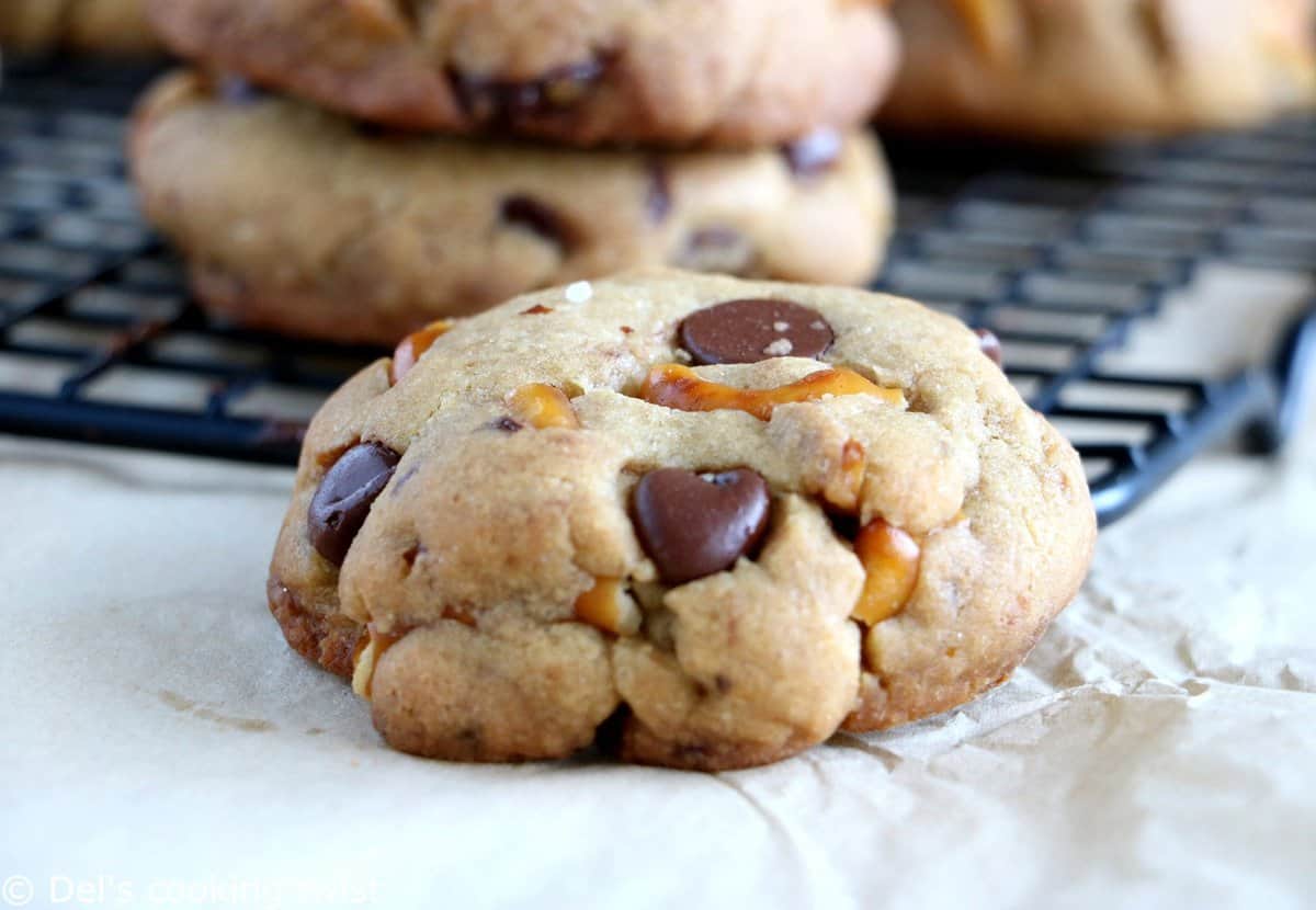 Salted Pretzel Chocolate Chip Cookies